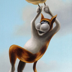 Eule und Katze, 30x60 cm